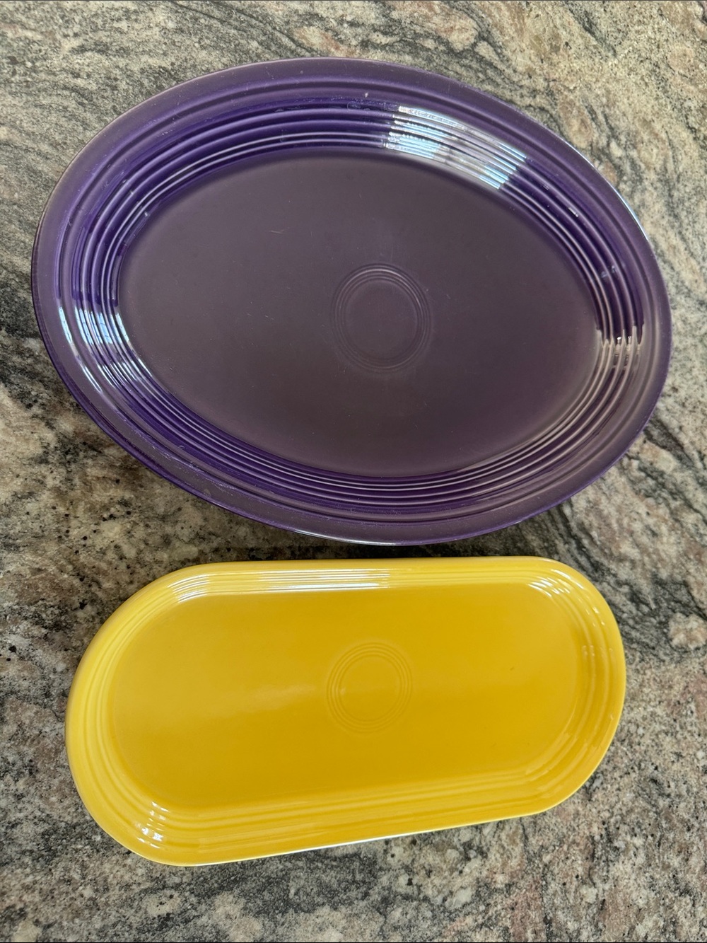 Vintage Fiesta Purple and Yellow Oval Serving Platters - Set of 2